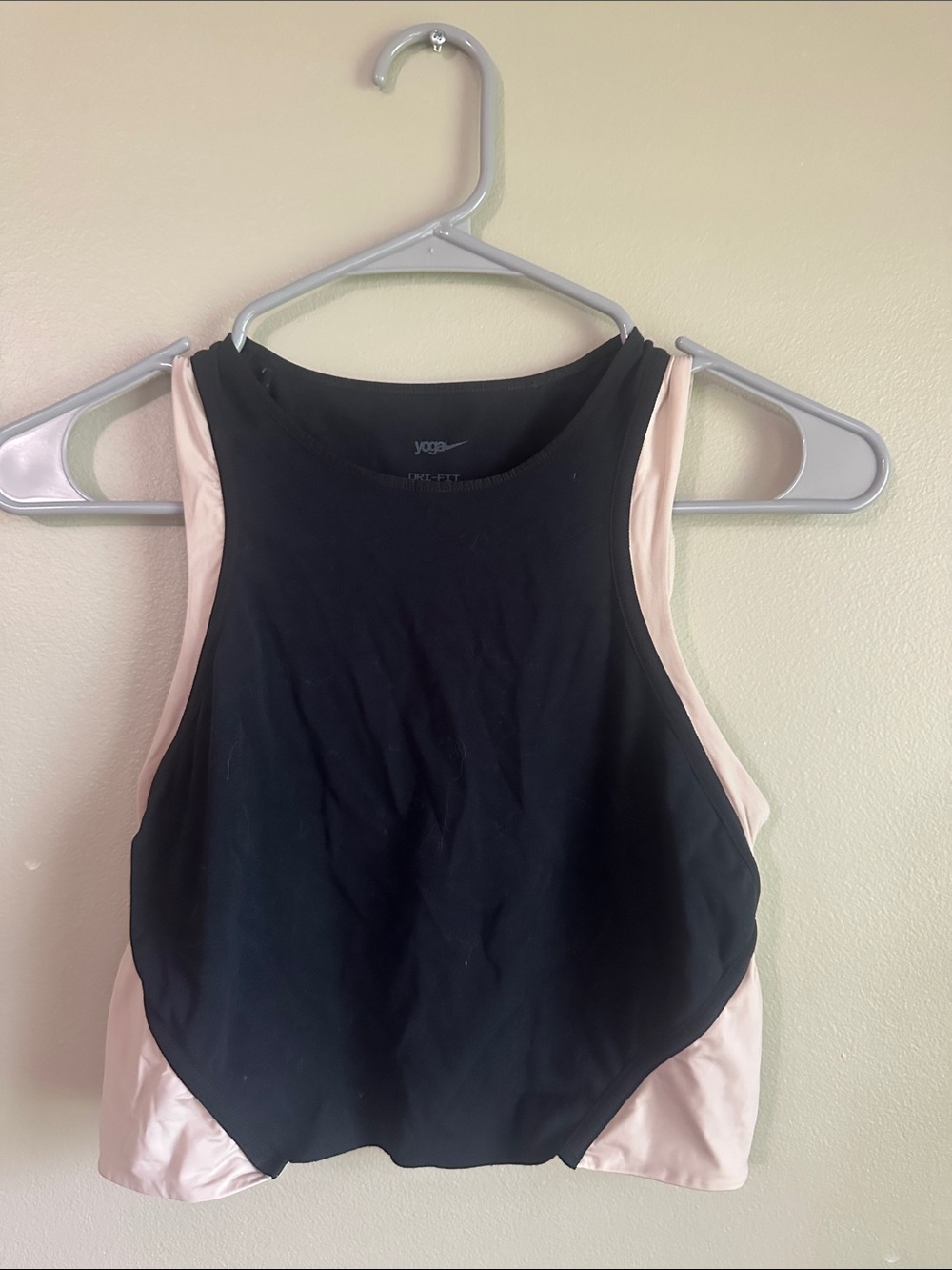 Nike Black and Light Pink Athletic Crop Tank